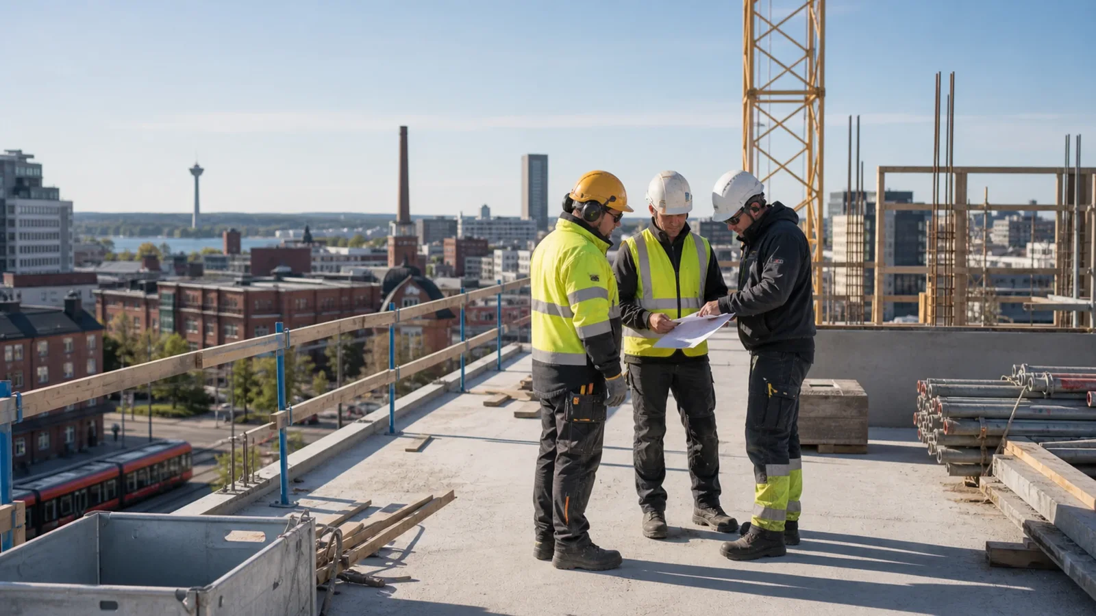 Työnjohtaja ja koordinaattori valmistavat työvuoroa Iisalmen seudulla