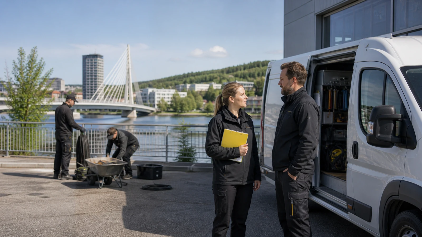 Työvuoroista sovitaan Jyväskylän työpaikan pihalla