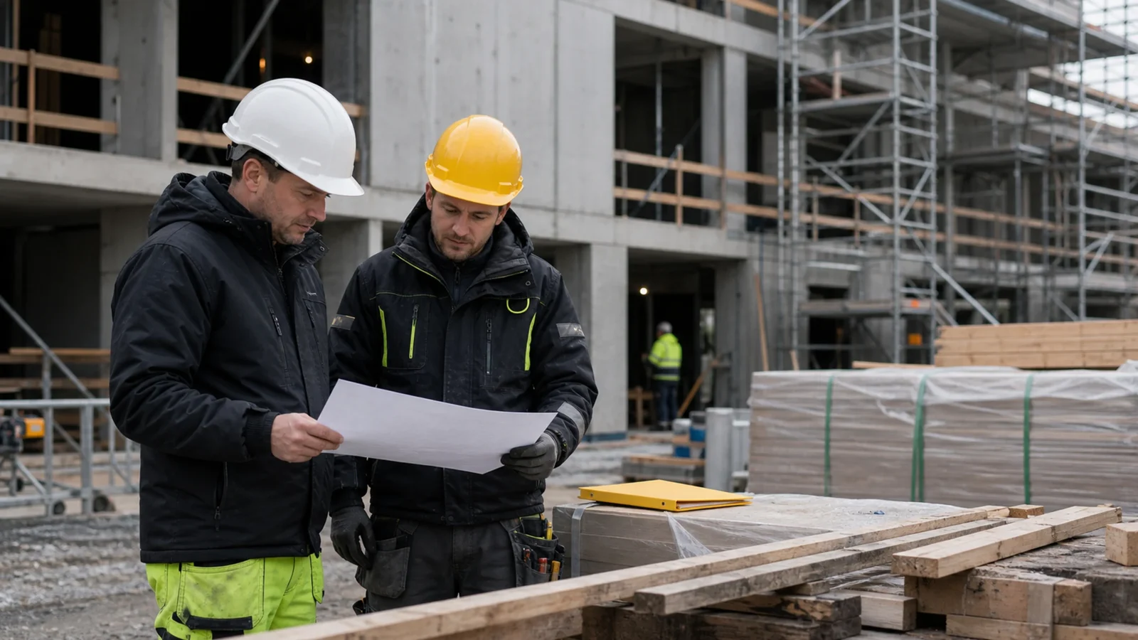 Rakennustyömaan tehtäviä käydään läpi Tampereella